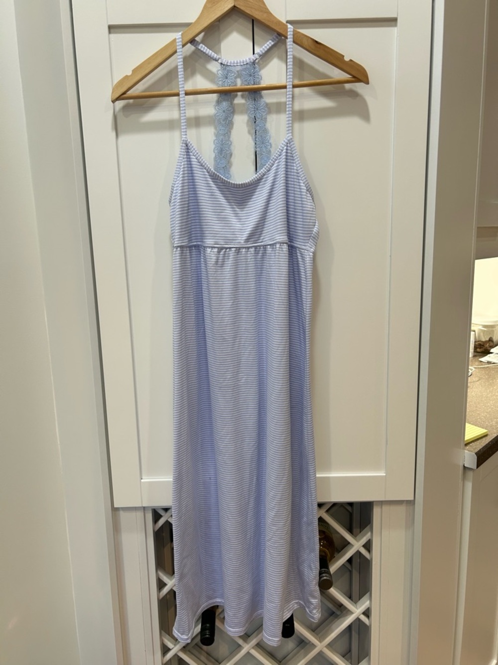 Laura Ashley Dress Medium Babydoll Lace Soft Nautical Feminine Stretch Chemise